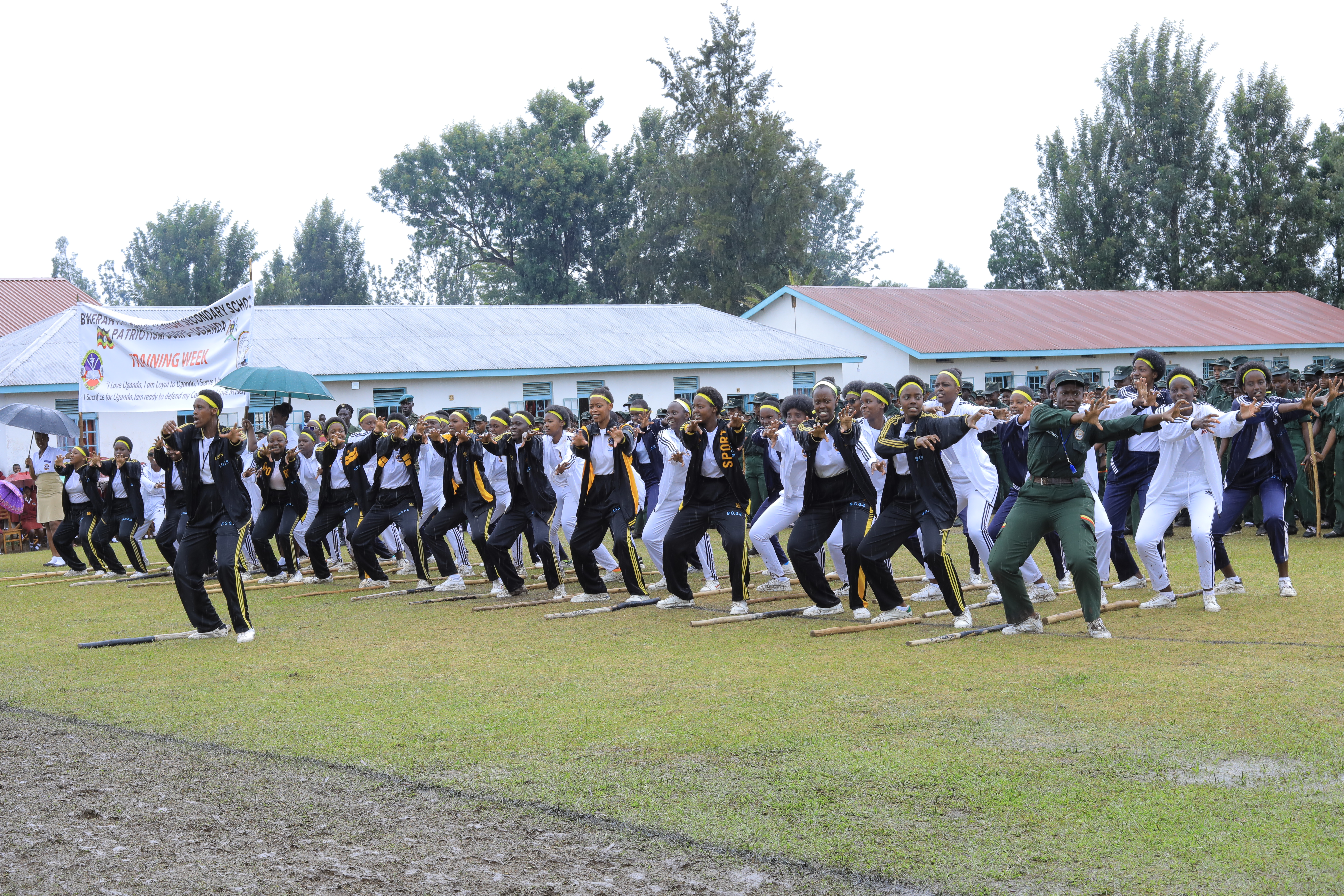 Students showing self defence skills on the patriotism passout at Bweranyangi Girls' SS On 23rd April 2023
